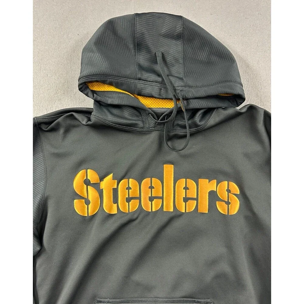 Nike NFL Pittsburgh Steelers On Field Black Mens Large Pocket Sweatshirt Hoodie